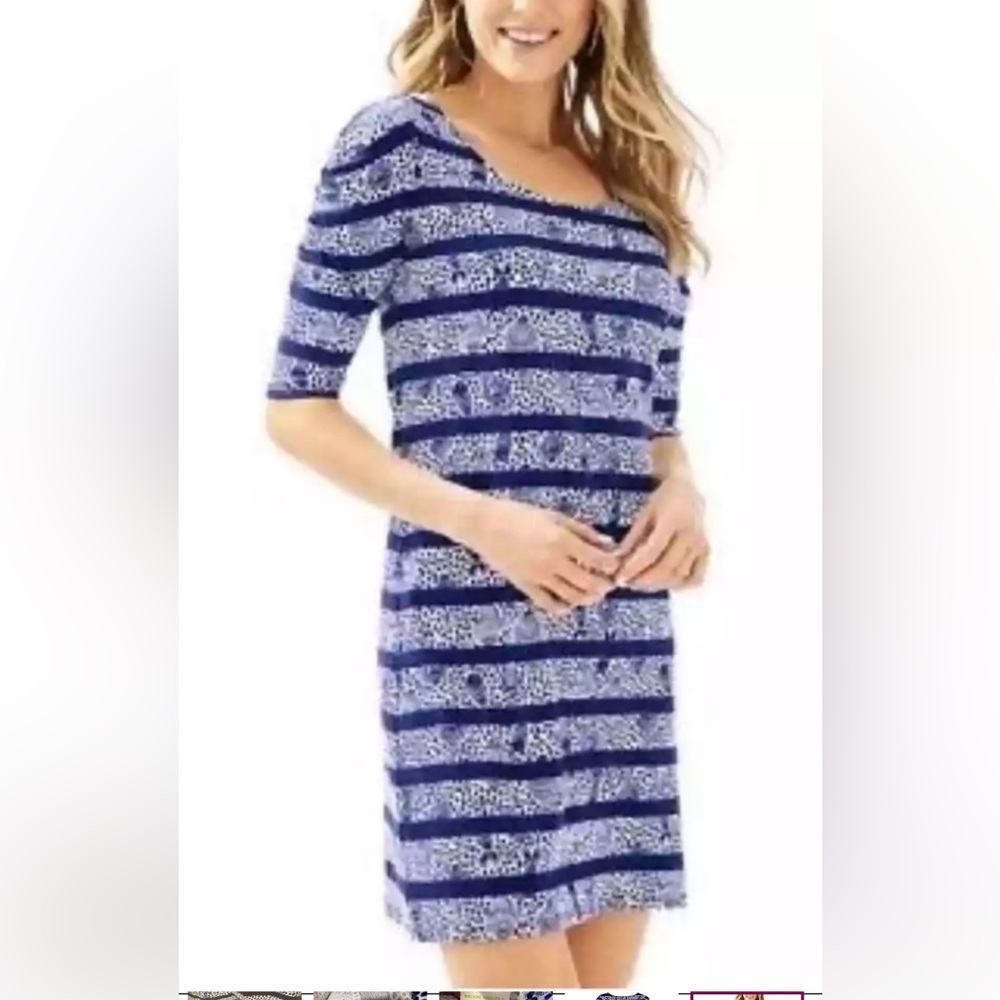 Lilly Pulitzer Lajolla High Tide Striped Navy/White Dress Size Small